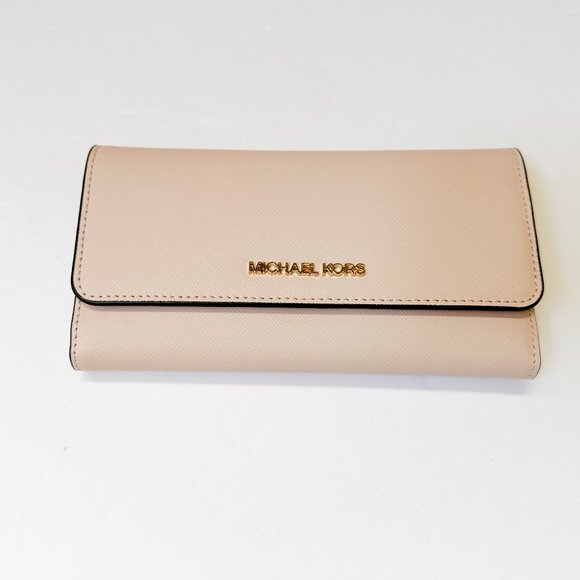 Michael Kors Jet Set Travel Large Trifold Wallet Pink Powder Blush - Picture 5 of 8